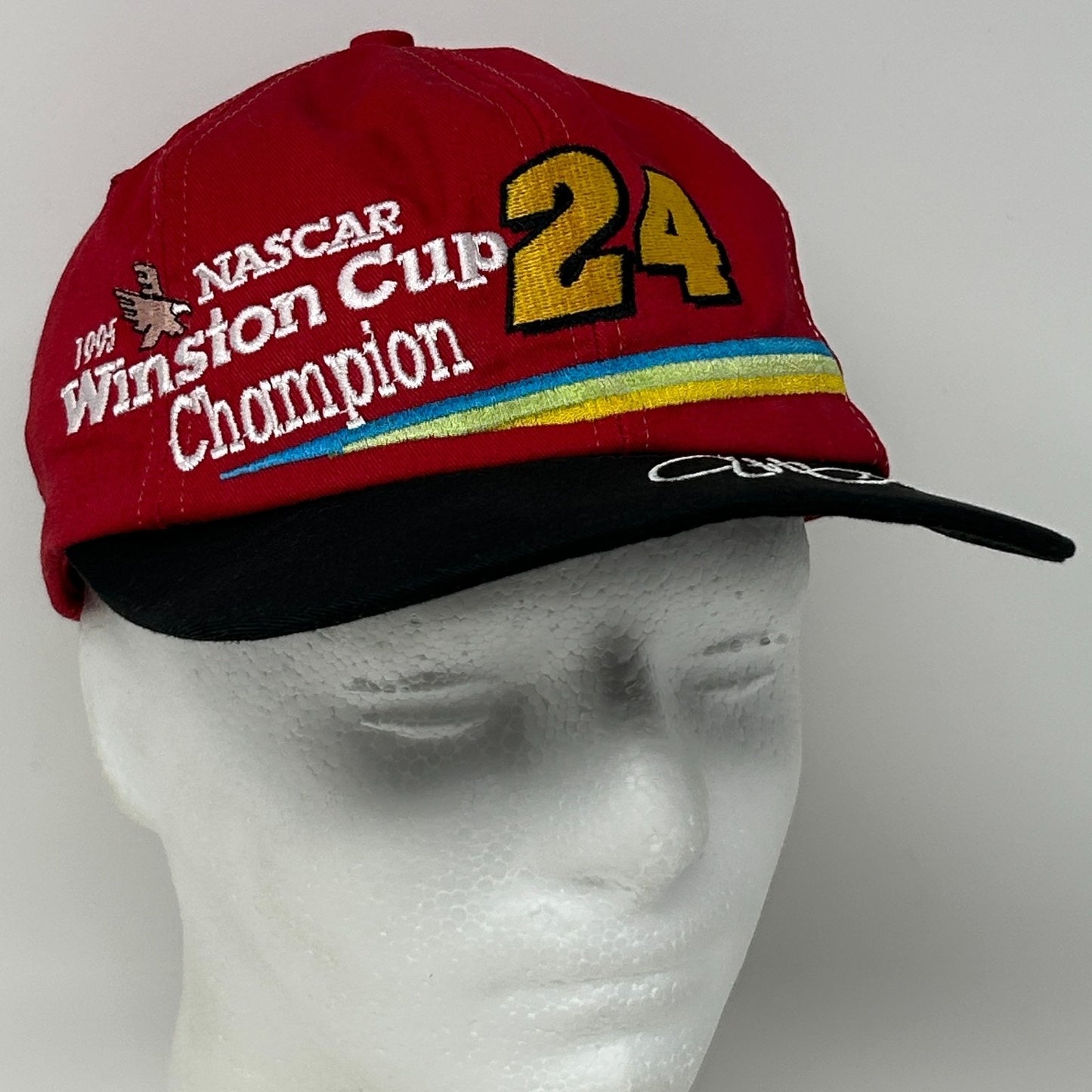 Vintage 90s NASCAR Jeff Gordon Hat Baseball Cap 1995 Winston Cup Snapback Red