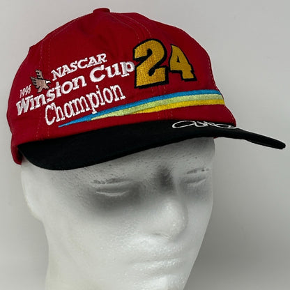 Vintage 90s NASCAR Jeff Gordon Hat Baseball Cap 1995 Winston Cup Snapback Red