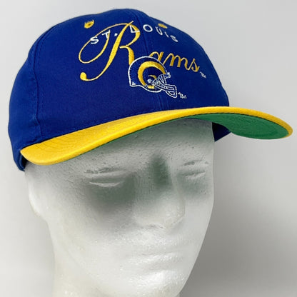 Vintage 90s St Louis Rams Hat Baseball Cap Los Angeles LA NFL Blue Snapback