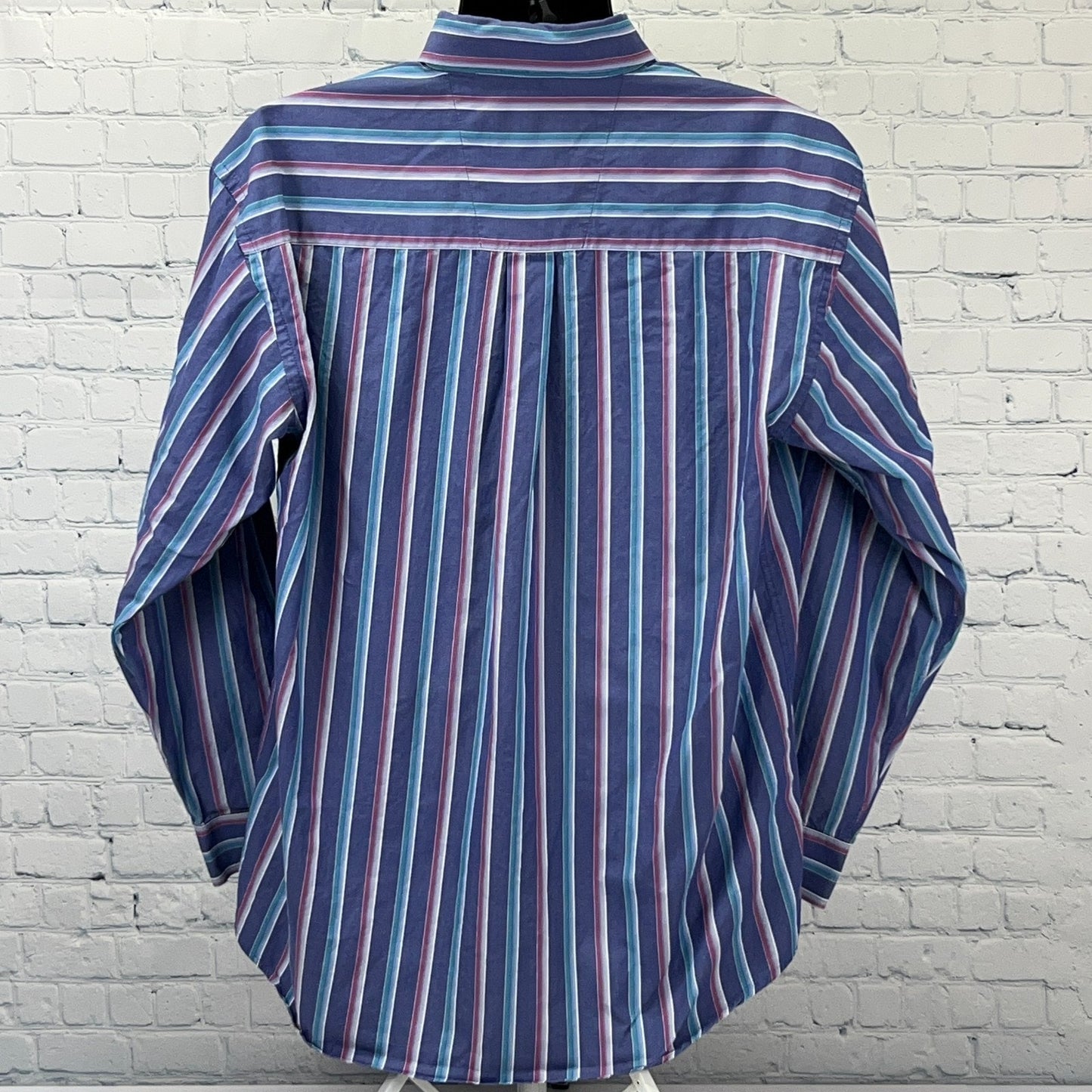 Wrangler George Strait Striped Button Front Shirt Cowboy Cut Blue XL X-Large