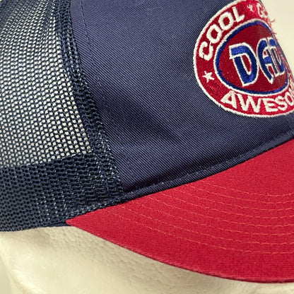 Vintage 90s Cool Great Awesome Dad Trucker Hat Cap Blue Father Mesh Snapback