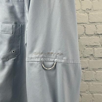 Columbia PFG Tamiami II Button Front Shirt XL X-Large Blue Omni Shade Vented LS