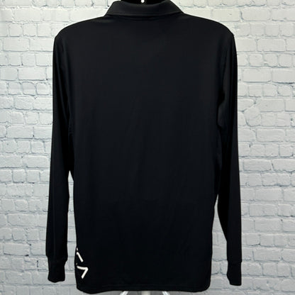 RVCA Polo Shirt PM Tenore Skater Surfer Surfing MMA Long Sleeve Black L Large