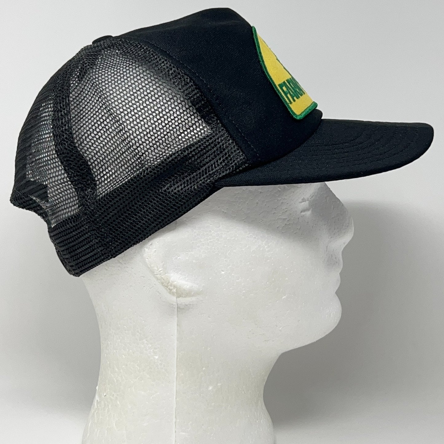 Vintage 80s Farm King Patch Trucker Hat Baseball Cap USA Mesh Snapback Black