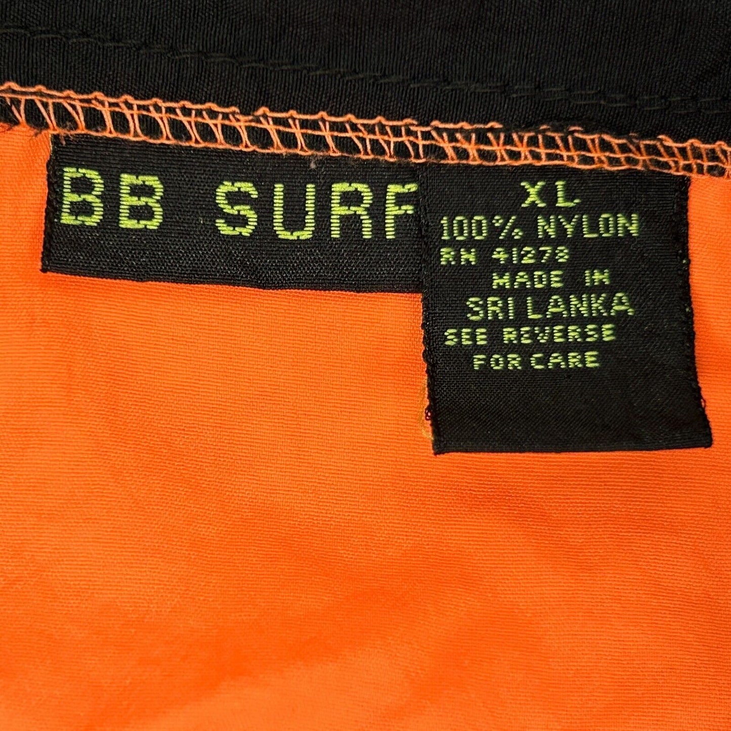 BB Surf Vintage Windbreaker Jacket X-Large 90s Surfer Surfing Mens Orange