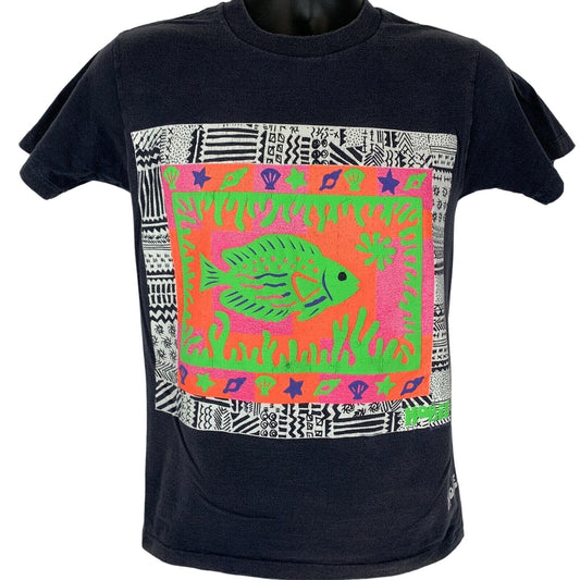 Hobie Fish Beach Surfing Vintage 80s T Shirt Small Neon Puffy Paint Made In USA