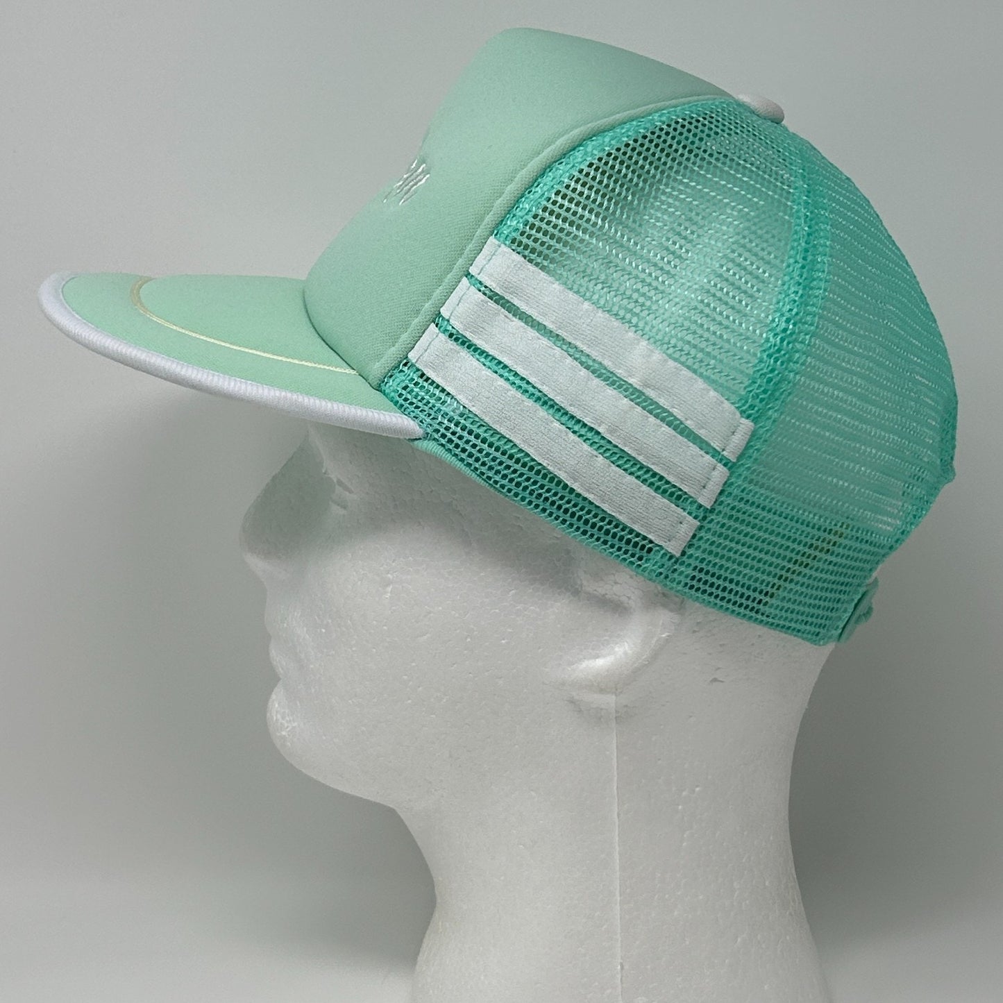 Vintage San Diego 3 Stripe Trucker Hat Cap Green 80s California Mesh Snapback