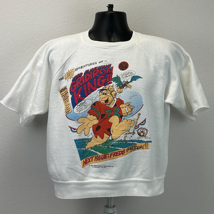 Vintage The Flintstones Football Sweatshirt Mens M Medium White 80s NFL Fred