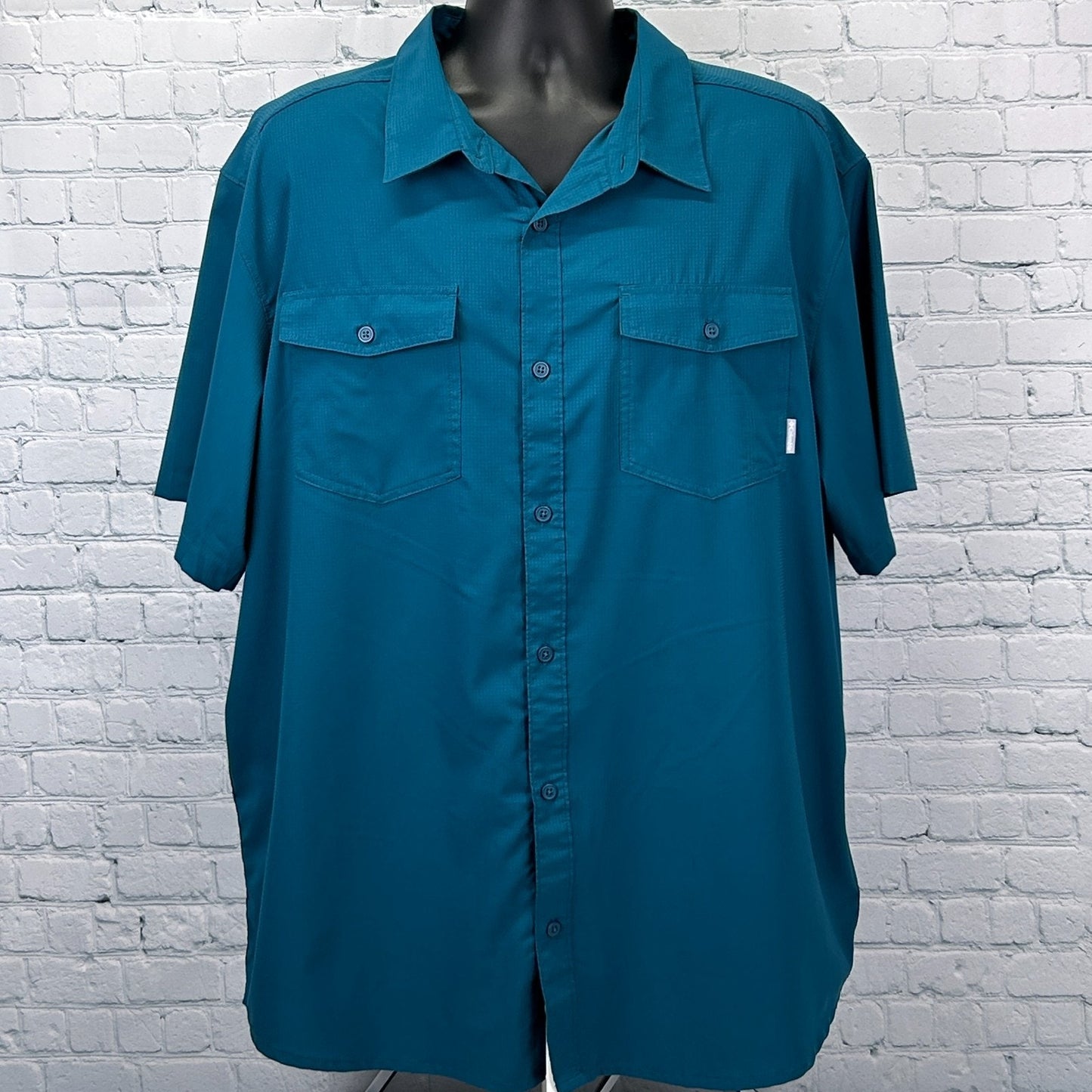Columbia Pacific Breeze Button Front Shirt Omni Shade Vented SS Green XXL 2XL - Neon Vintage