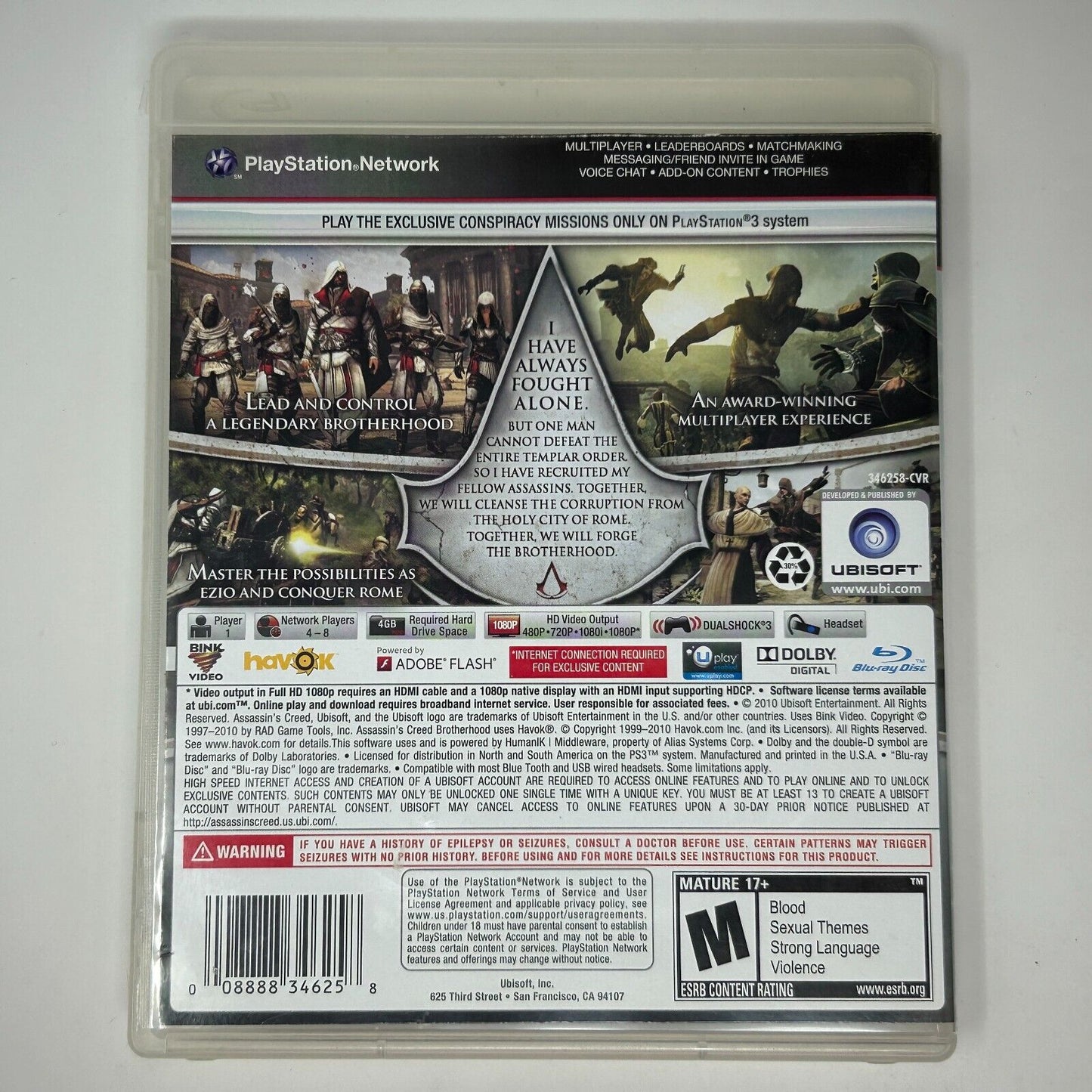 Lot of 2 PS3 Video Games Deus Ex Human Revolution & Assassins Creed Brotherhood