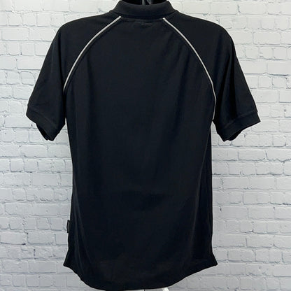 New Zealand All Blacks Polo Shirt Mens L Large Black Rugby Team The Fern Brand