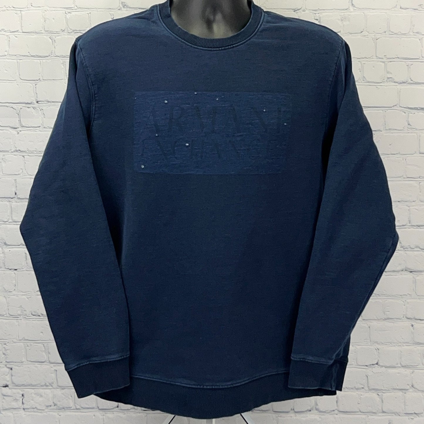 Armani Exchange Sweatshirt M Medium Navy Blue Logo Graphic Crewneck Pullover