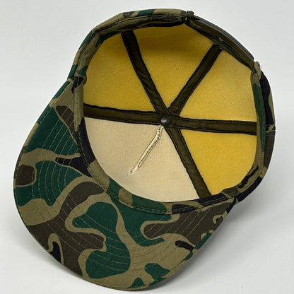 Vintage 80s Link Motor Supply Hat Baseball Cap Camouflage Auto Snapback Beige