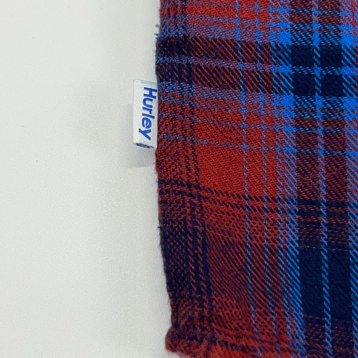 Hurley Flannel Shirt XL X-Large Red Blue Plaid Button Front Cotton Surfer Skater