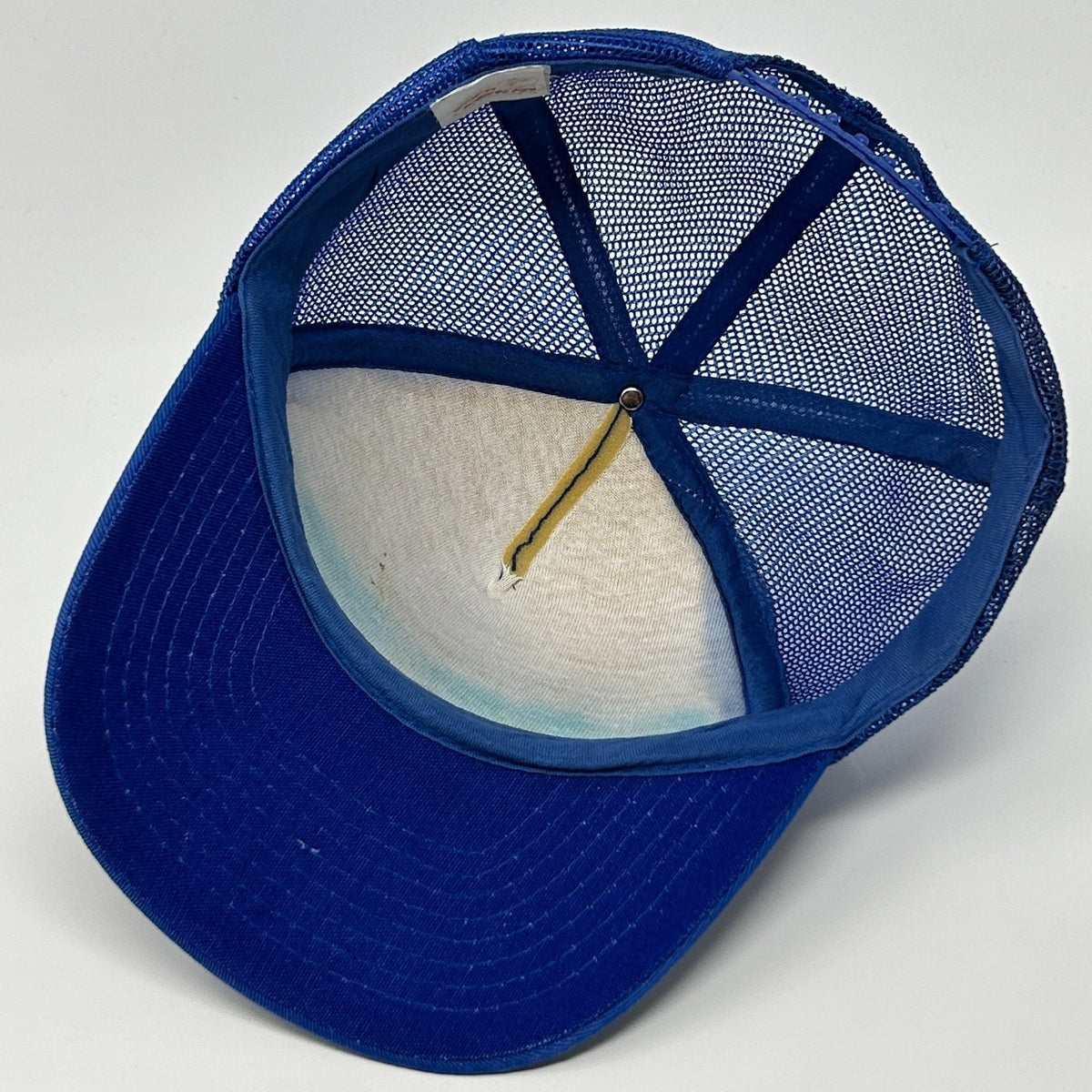 Vintage 80s Top Gun Movie Trucker Hat Baseball Cap Blue USN Film Mesh Snapback