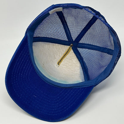 Vintage 80s Top Gun Movie Trucker Hat Baseball Cap Blue USN Film Mesh Snapback