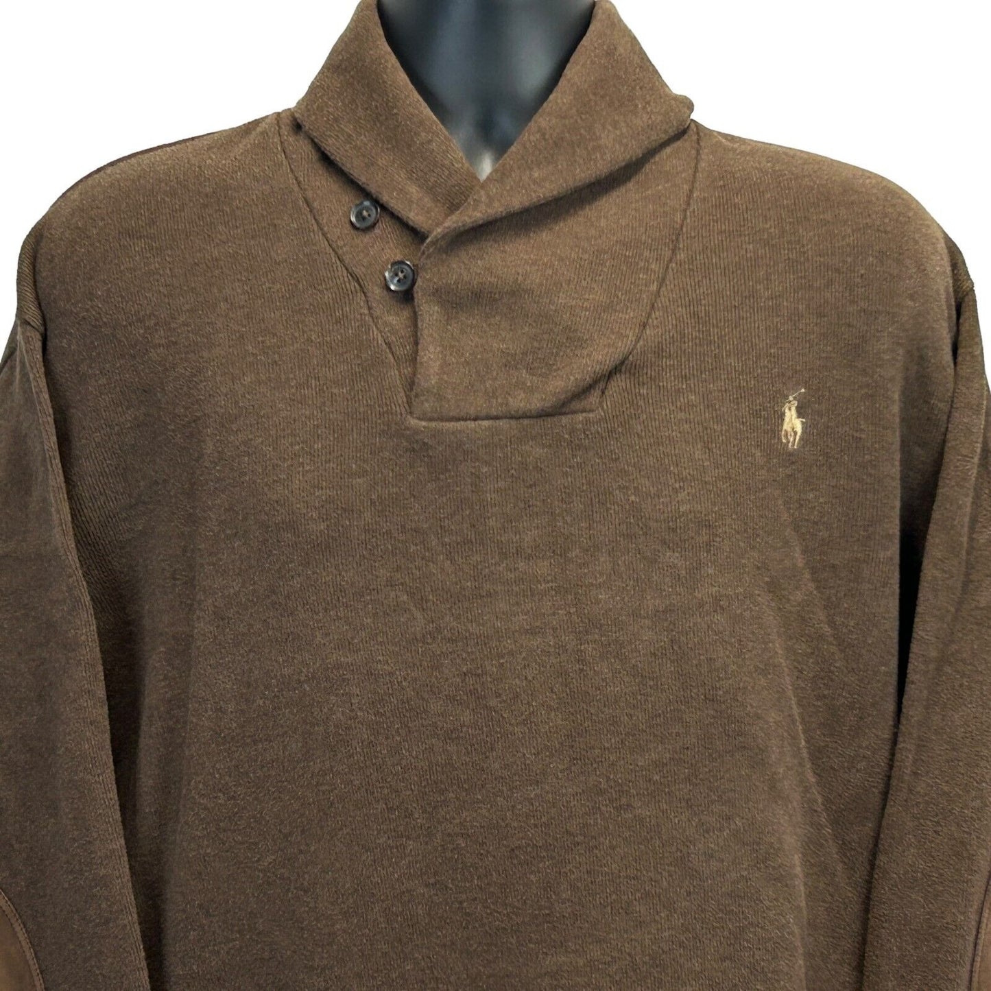 Polo Ralph Lauren Cowl Shawl Neck Sweater XL X-Large Marled Cotton Mens Brown