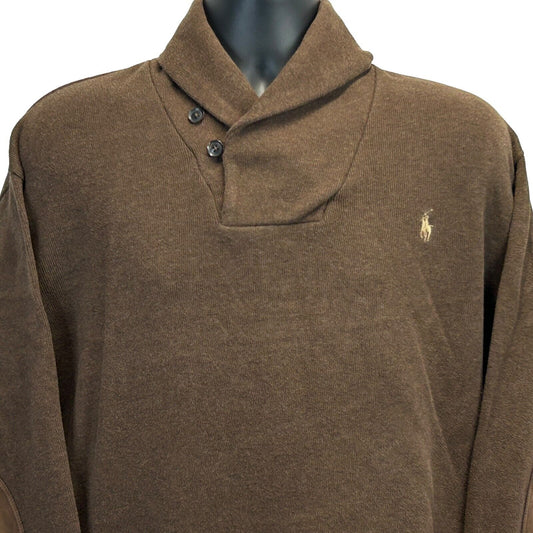 Suéter de cuello alto con capucha de Polo Ralph Lauren, talla XL, algodón jaspeado, para hombre, color marrón