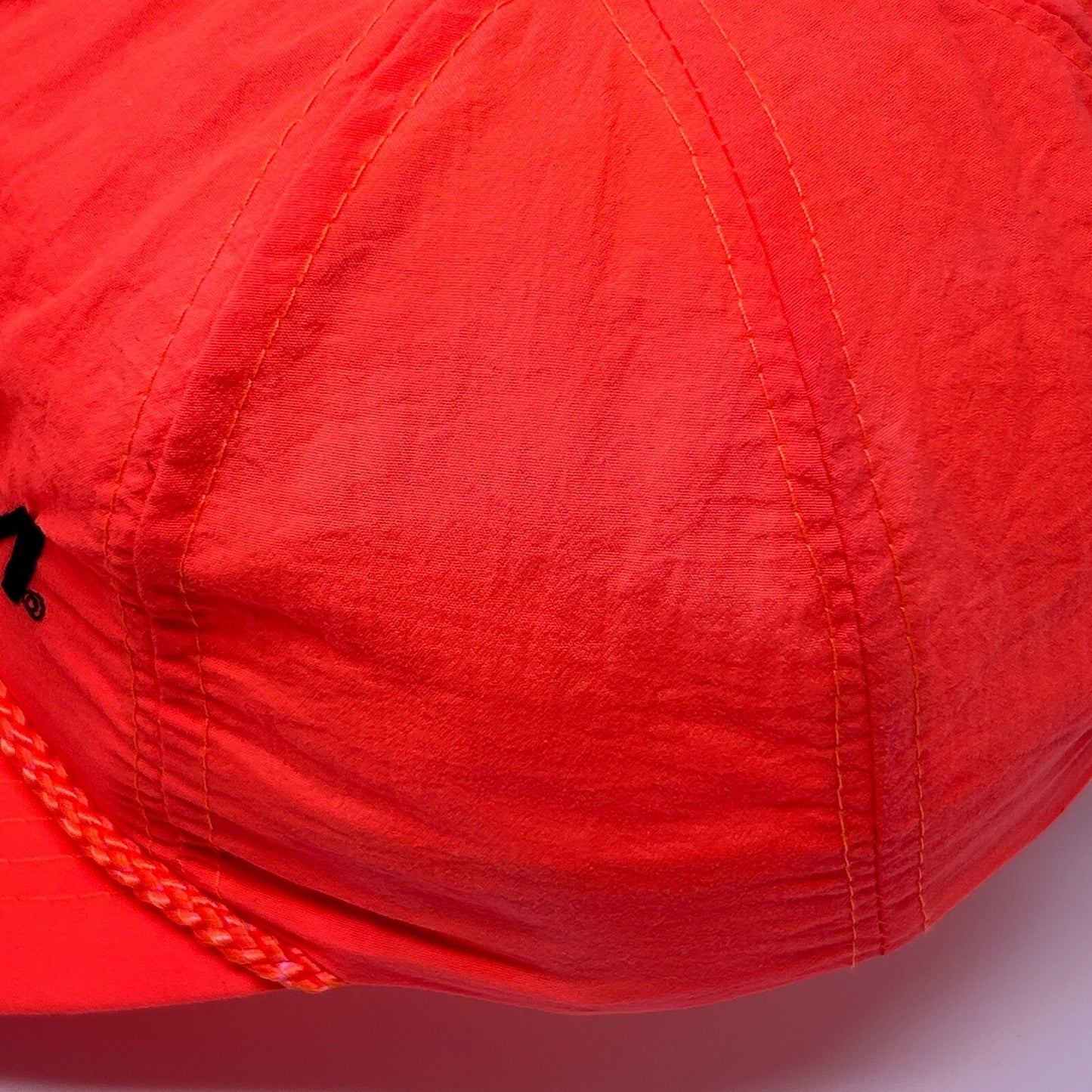 Vintage 90s Quantum Fishing Reels Hat Cap Blaze Orange Snapback Fisherman Rope