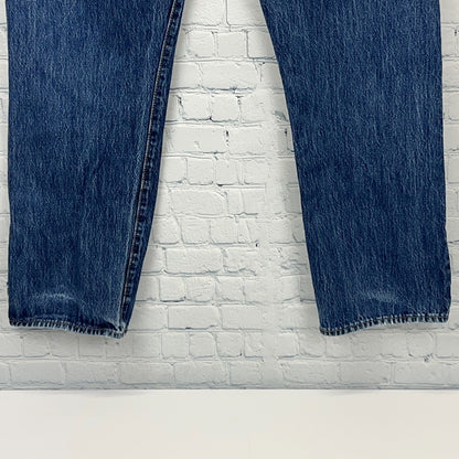 Levis 501 Button Fly Jeans Straight Fit Five Pockets Denim 0115 Blue Mens 38x29