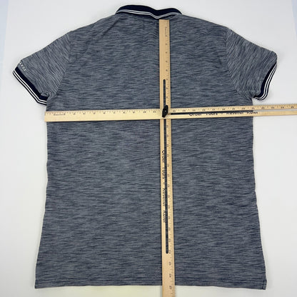 Armani Exchange Polo Shirt Mens L Large AX Space Dye Stripes Short Sleeve Blue