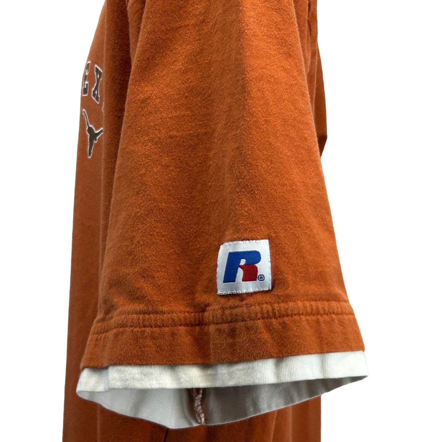 University Of Texas Longhorns Layered Look Polo T Shirt NCAA Russell Athletic XL
