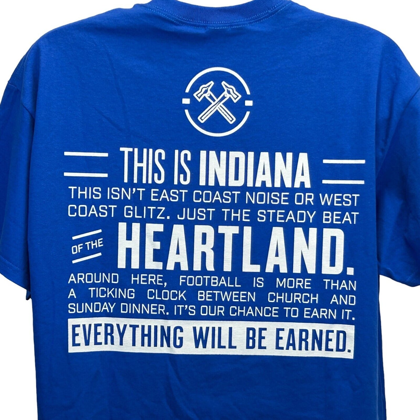 Indianapolis Colts Indiana Heartland T Shirt X-Large NFL Football Mens Blue