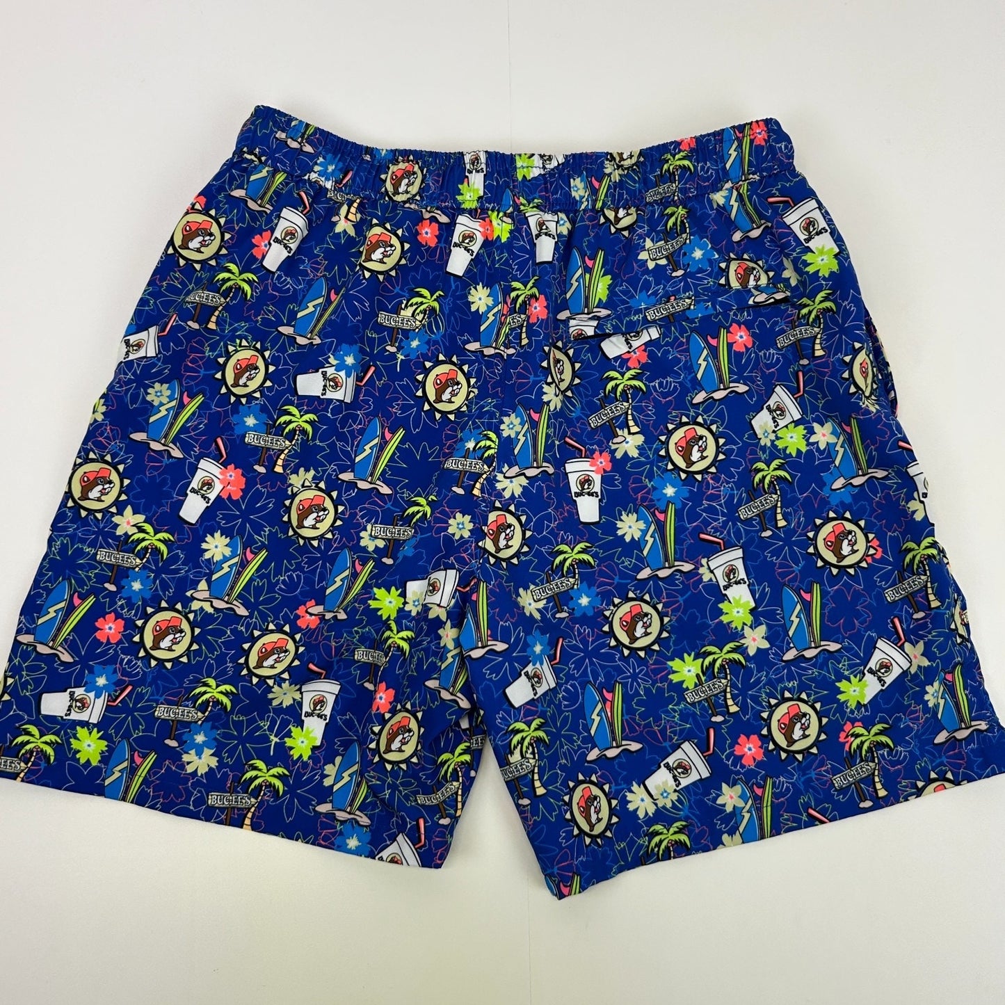 Buc-ees Swim Trunks Shorts Surfer Surfing Mesh Lined Pockets Blue M Medium