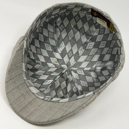 Vintage Stone Herringbone Flat Cap Hat Ivy Newsboy Cabbie Driving Beige S-M