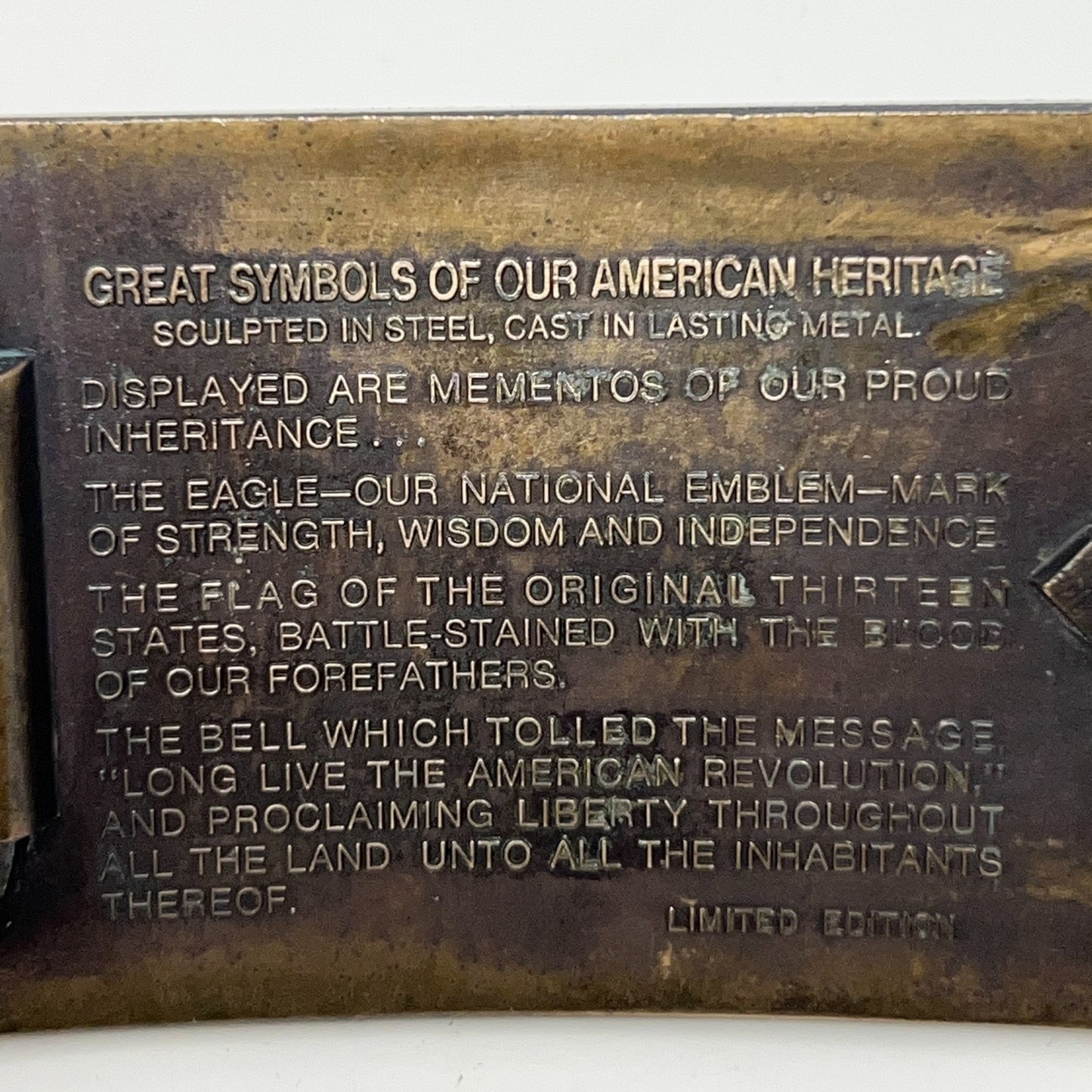 Vintage 1976 Bicentennial Bald Eagle Flag Bell Belt Buckle American Heritage USA