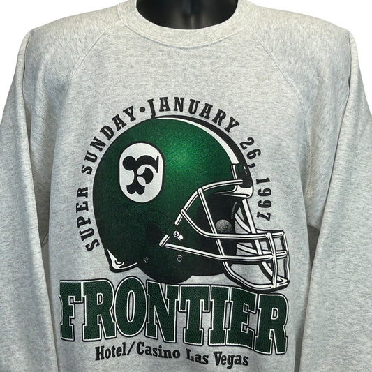 Vintage Frontier Casino Las Vegas Sweatshirt Mens XL X-Large Gray Super Bowl 90s