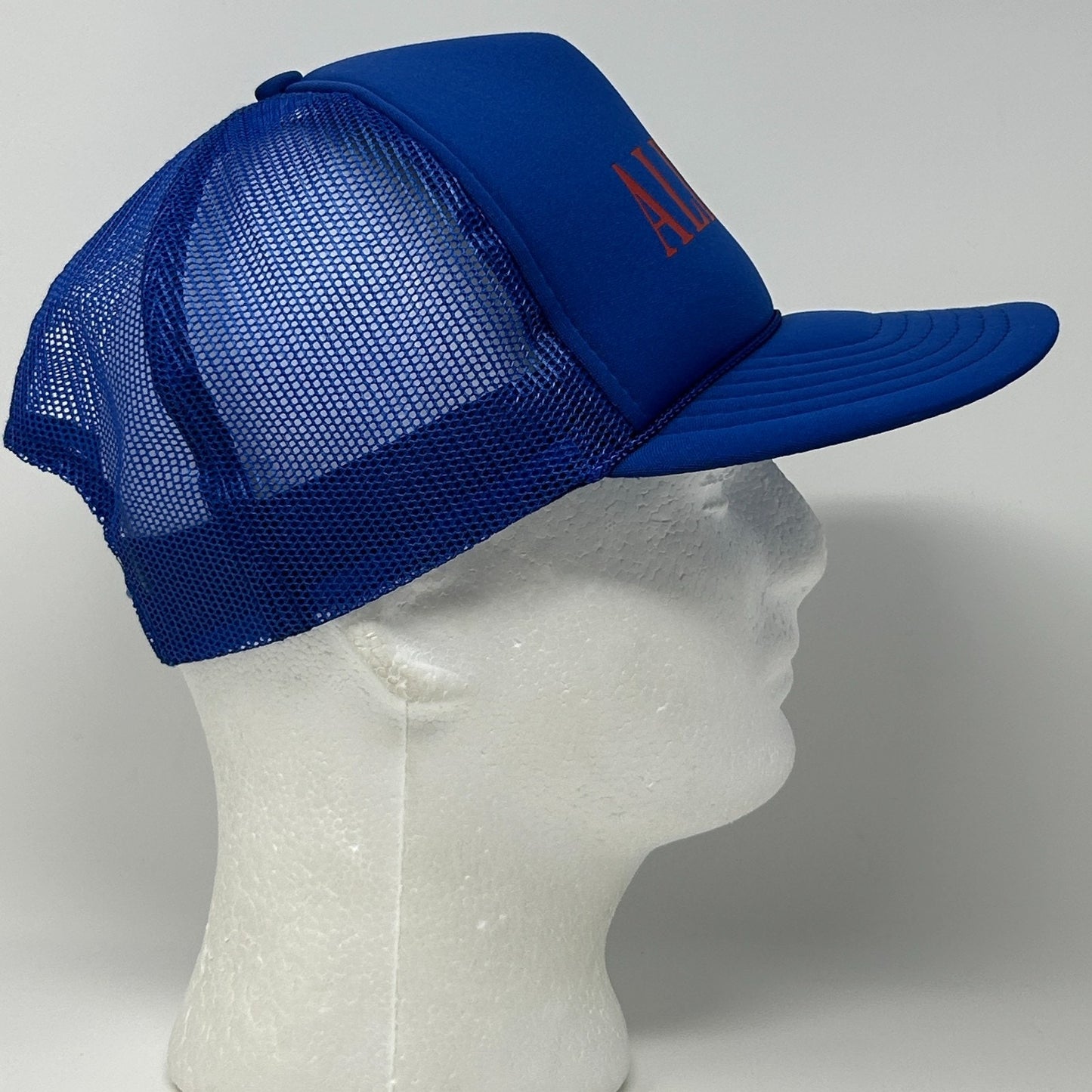 Vintage 90s Aldran Trucker Hat Baseball Cap 5 Panel A-Frame Mesh Snapback Blue