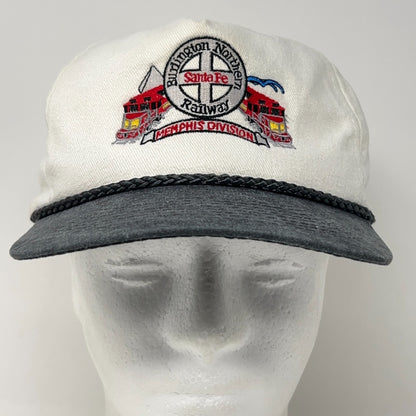 Vintage Y2Ks BNSF Memphis Thayer Project Hat Baseball Cap Railway Snapback White