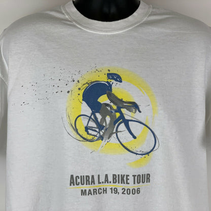 Acura LA Bike Tour T Shirt X-Large Los Angeles Marathon Bicycle Race Mens White