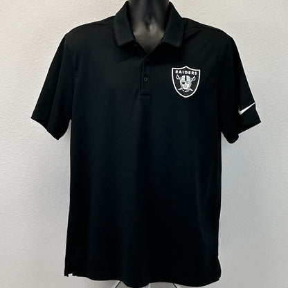 Las Vegas Raiders Polo Shirt Black NFL Short Sleeve Nike Dri Fit Mens L Large