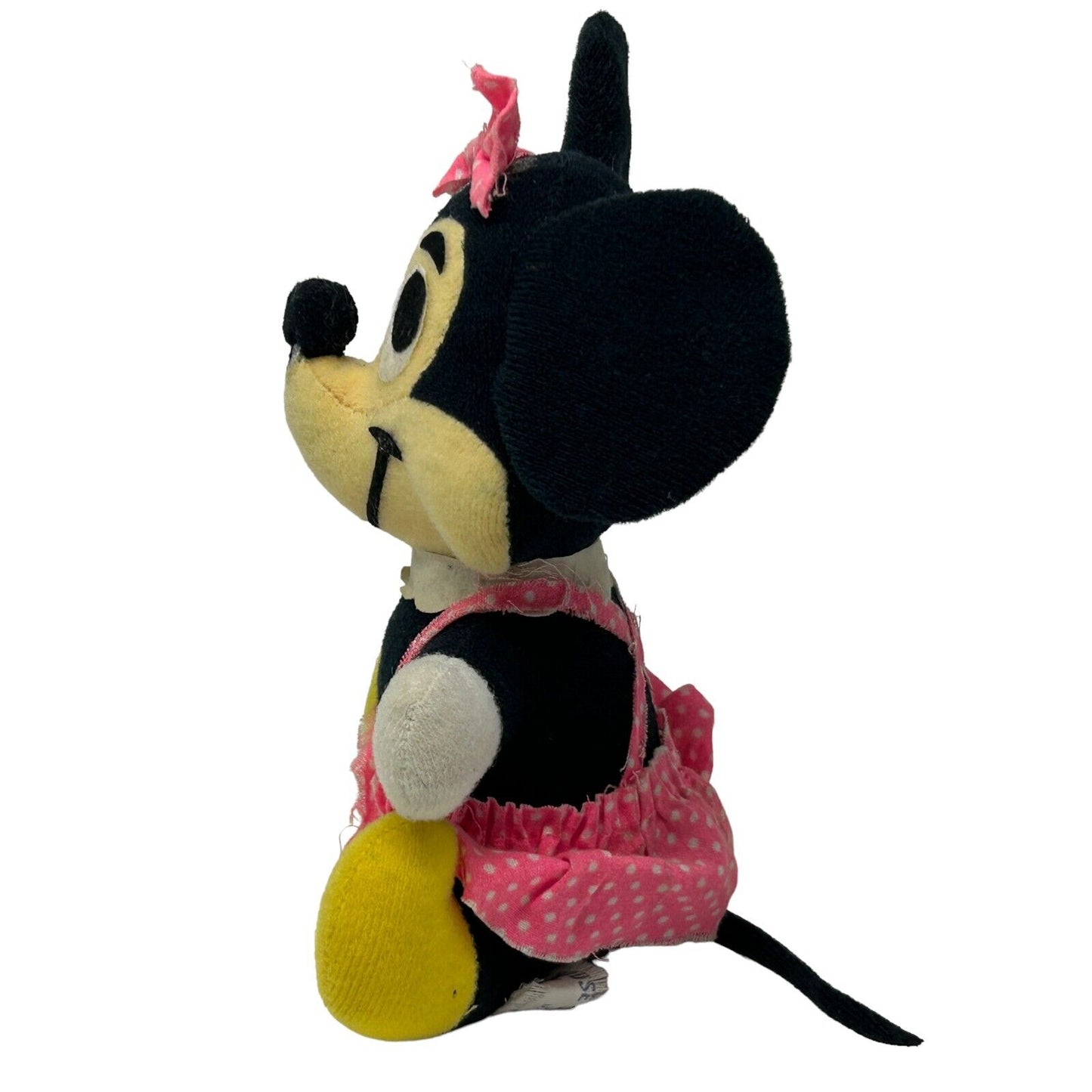 Walt Disney Mickey And Minnie Mouse Plush Stuffed Animal 7" Vintage 70s