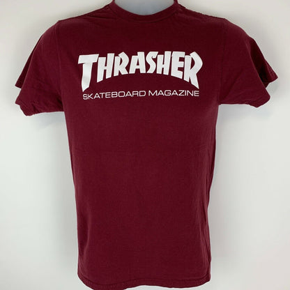 Revista de patinetas Thrasher Camiseta pequeña de skate para hombre, color rojo