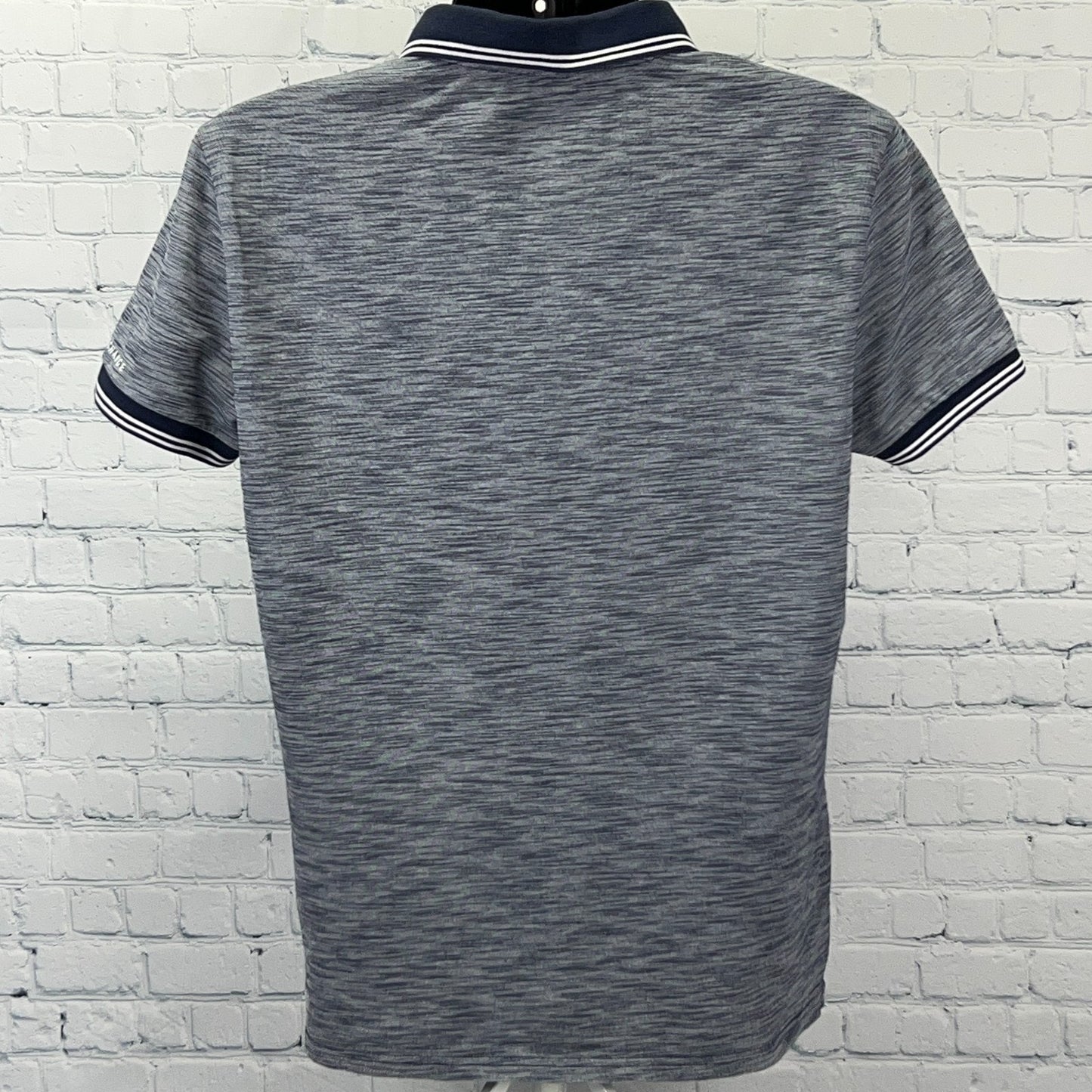 Armani Exchange Polo Shirt Mens L Large AX Space Dye Stripes Short Sleeve Blue