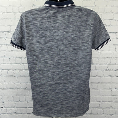 Armani Exchange Polo Shirt Mens L Large AX Space Dye Stripes Short Sleeve Blue