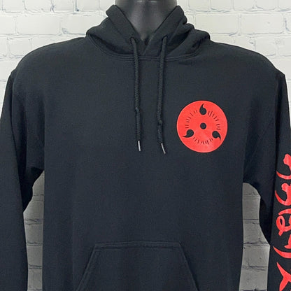 Naruto Shippuden Sasuke Hoodie S Small Black Red Anime Manga Hooded Sweatshirt