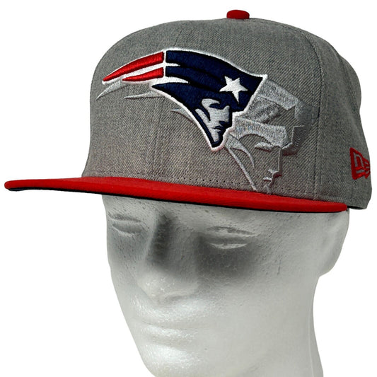 New England Patriots Hat Gray Red New Era NFL Baseball Cap Fitted Size 7 1/4