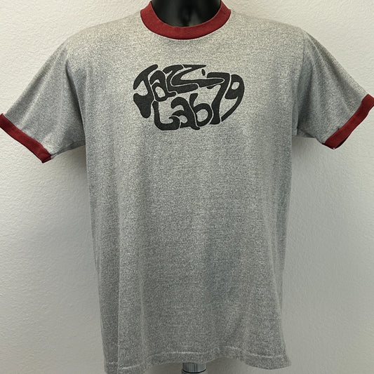 Vintage 70s Jazz Lab 79 Ringer T Shirt Music Made In USA Gray Unisex M Medium