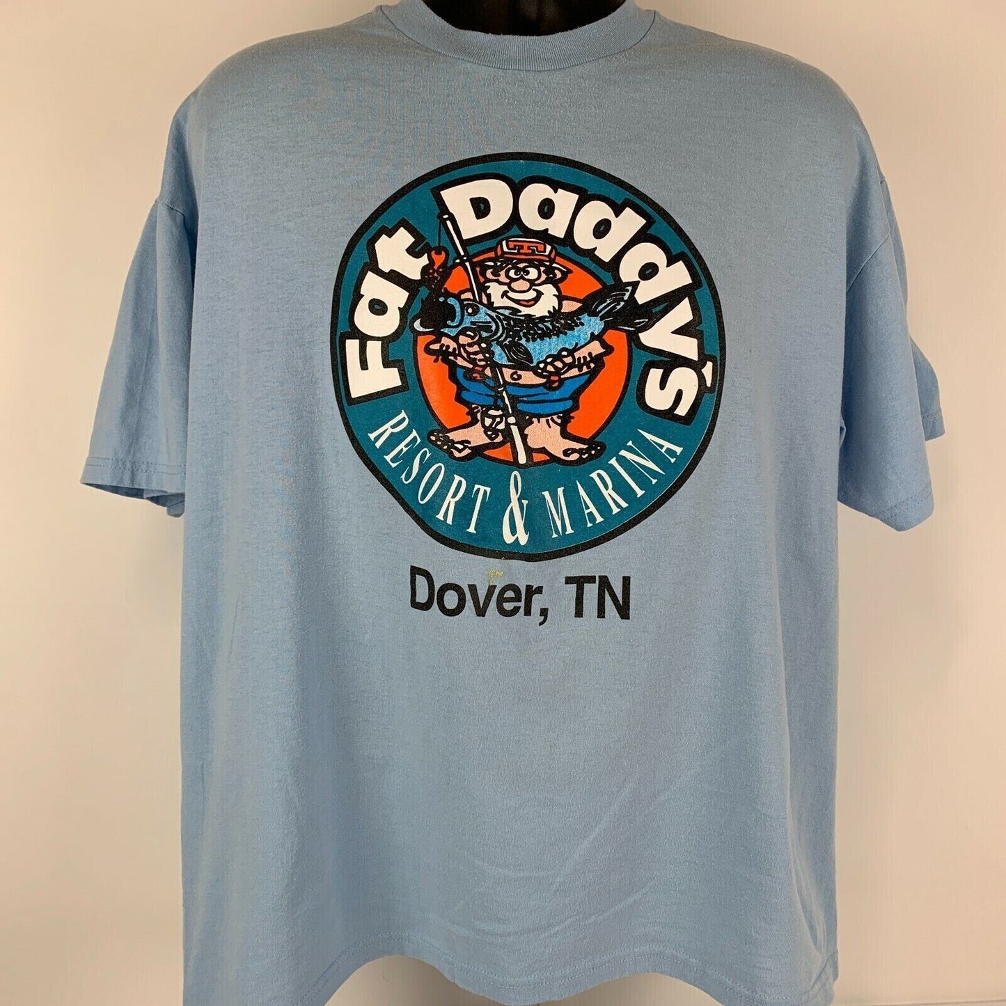 Fat Daddys Resort Marina Vintage 90s T Shirt X-Large Dover Tennessee Mens Blue