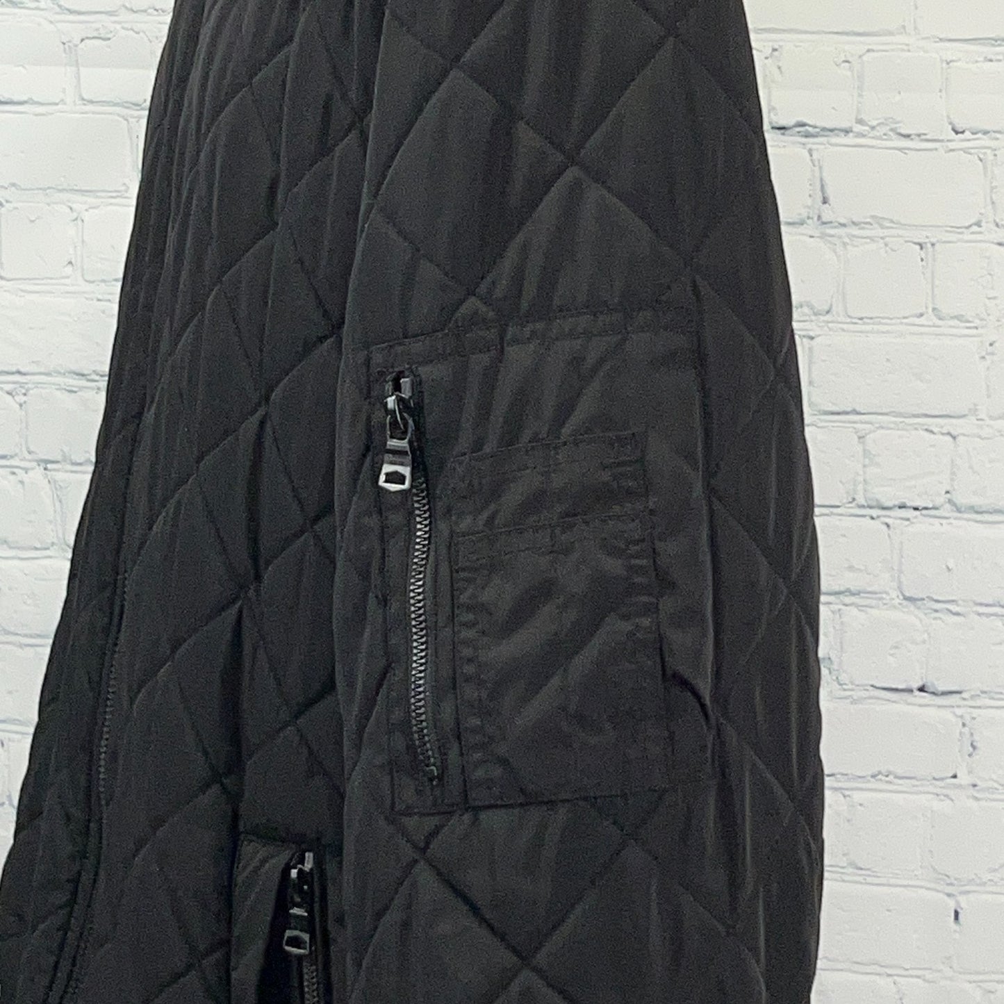 Calvin Klein Flight Jacket XXL 2XL Black Quilted Polyester Zip Pocket Bomber