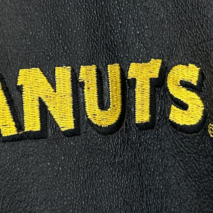 Vintage 90s Snoopy Peanuts Leather Bomber Jacket American Toons Black L Large