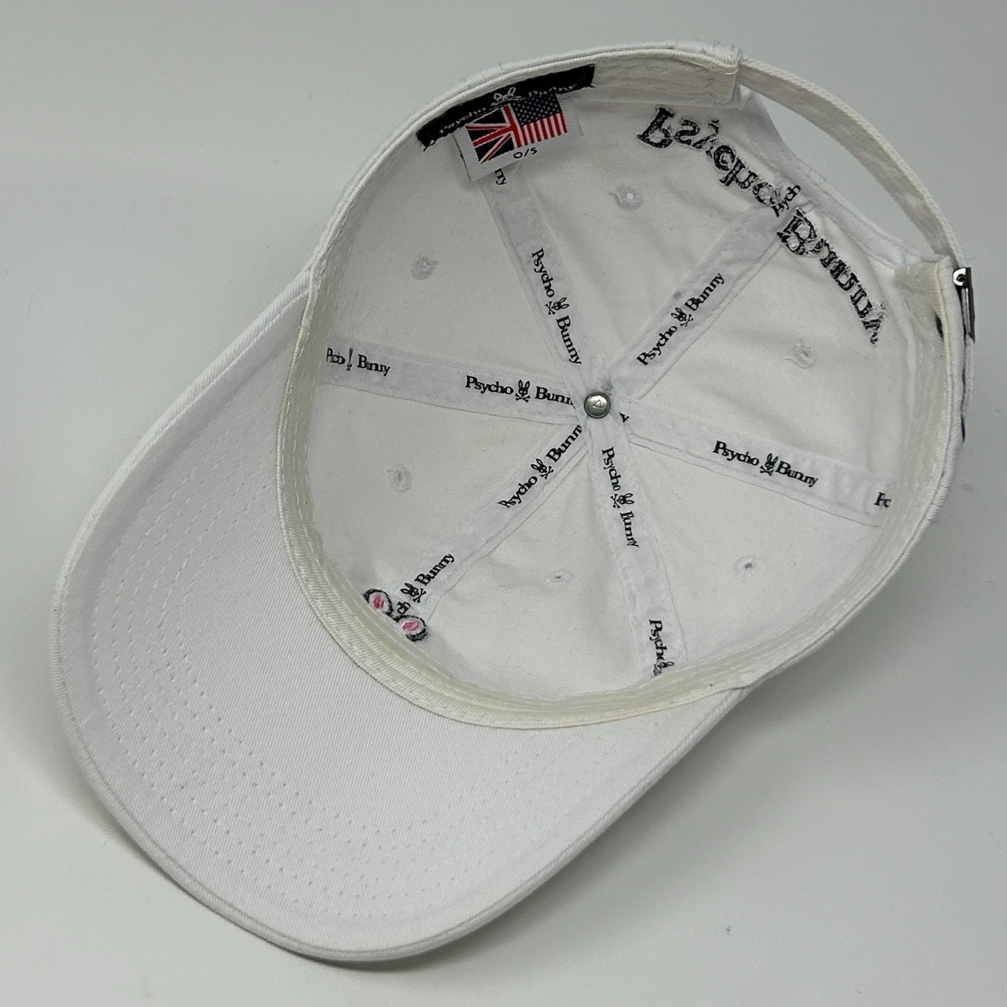 Psycho Bunny Dad Hat Baseball Cap Unstructured 6 Panel Strapback White