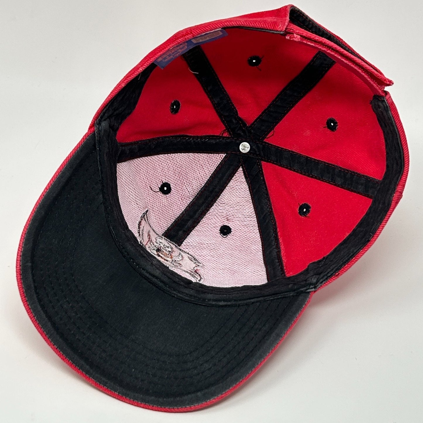 Vintage 90s Tampa Bay Buccaneers Hat Cap Red Bleach Spotted Tie Dye Strapback