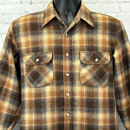 Vintage 90s High Sierra Flannel Button Front Shirt Lined Plaid Brown M Medium - Neon Vintage
