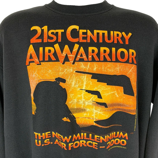 USAF Stealth Bomber Vintage 90s Sweatshirt Large Air Force Crew Neck Mens Black