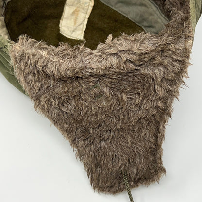 Vintage 1950s US Army M-1951 Field Pile Cap Hat Korean War Olive Green Ear Flaps